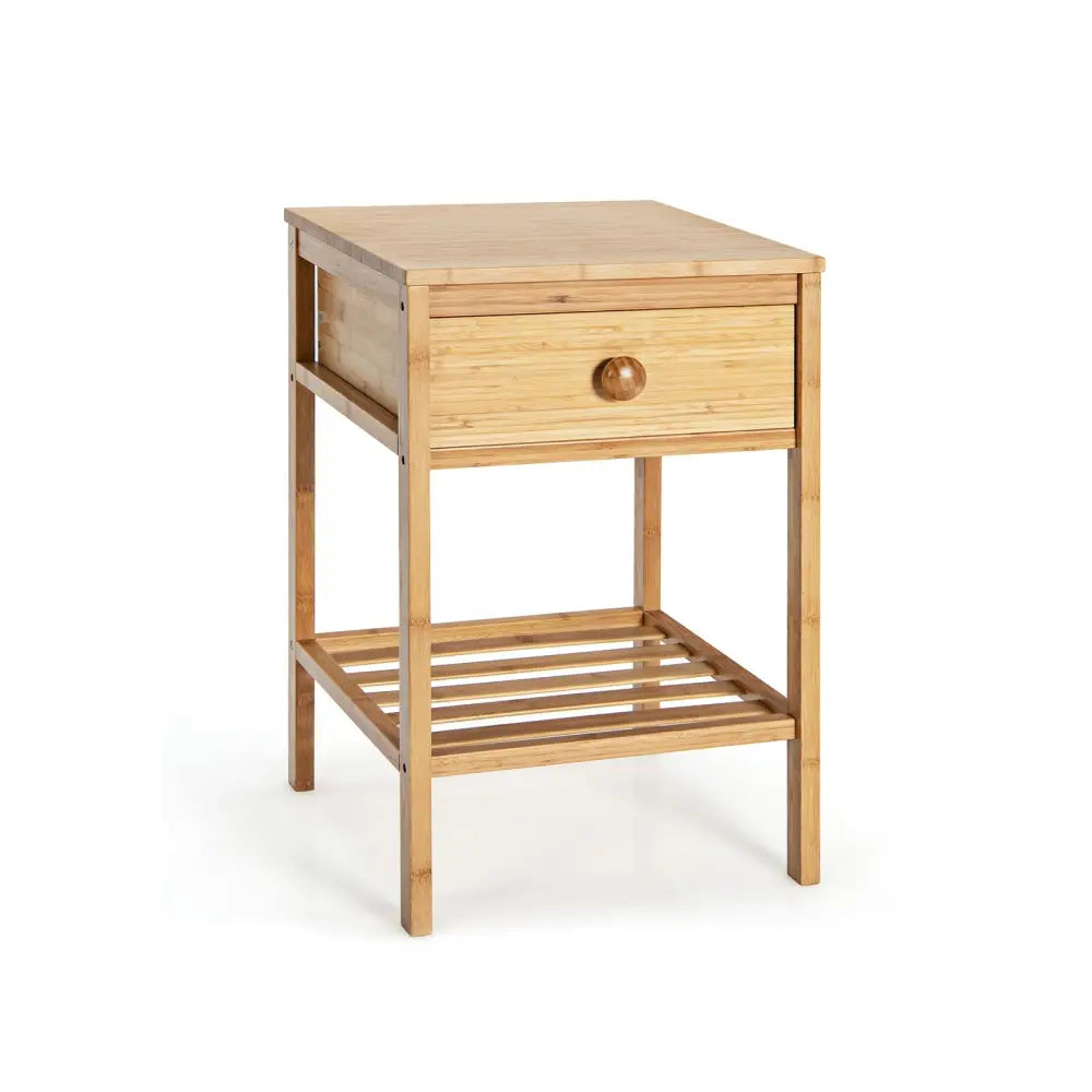 Bamboo Nightstand with Drawer and Open Shelf-Natural - Natural - Nightstands