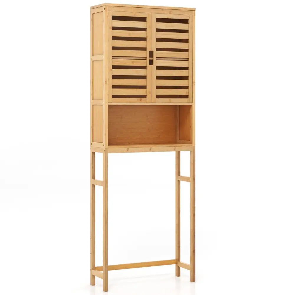 Bamboo Over The Toilet Storage Cabinet Bathroom with Adjustable Shelf-Natural - Natural - Over the Toilet Storage