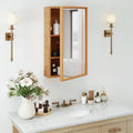 Bamboo Small Medicine Cabinet with Mirror Door and Removable Shelves-Natural - Natural - Wall Cabinets