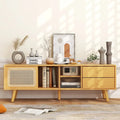 Bamboo TV Stand for TV up to 65 Inch-Natural - Natural - Entertainment Centers & TV Stands