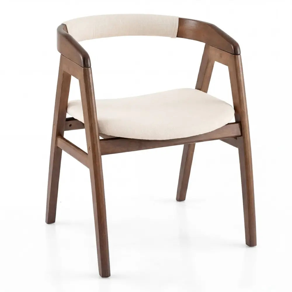 Bamboo Upholstered Dining Chair with Curved Back-Walnut - Walnut - Dining Chairs