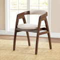 Bamboo Upholstered Dining Chair with Curved Back-Walnut - Walnut - Dining Chairs