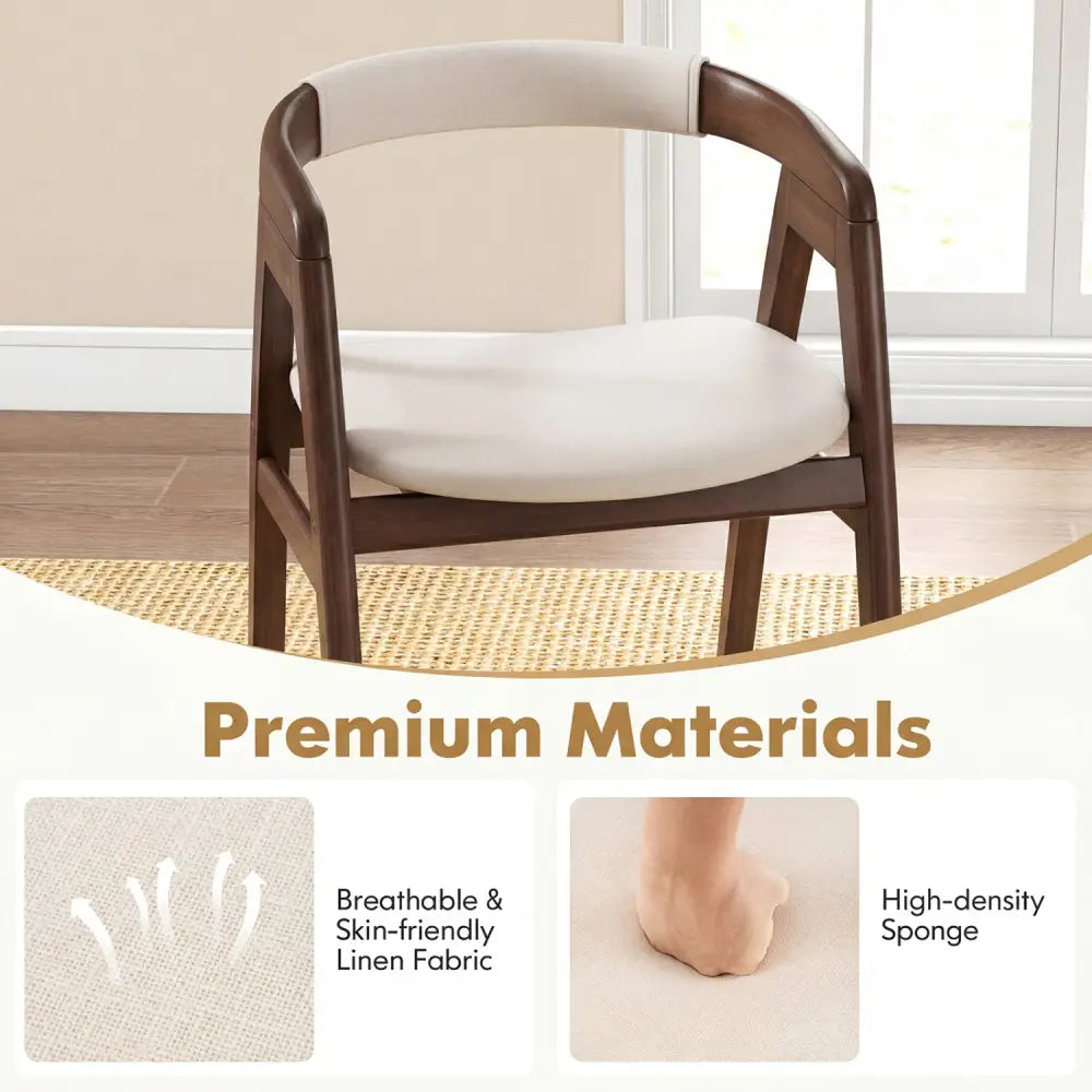 Bamboo Upholstered Dining Chair with Curved Back-Walnut - Walnut - Dining Chairs