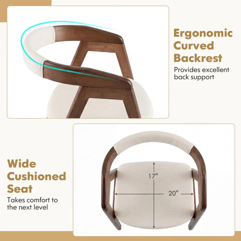 Bamboo Upholstered Dining Chair with Curved Back-Walnut - Walnut - Dining Chairs