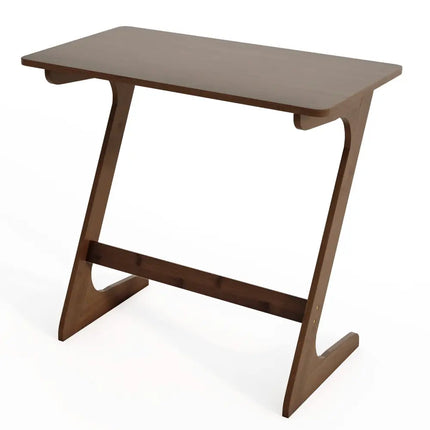 Bamboo Z-Shaped Spacious Sofa Side Table with Space-Saving Tabletop-Brown - Coffee - End & Side Tables