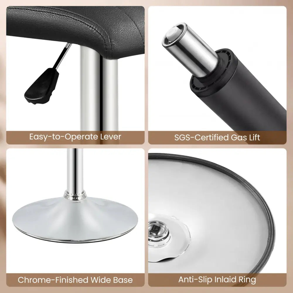 Bar Stools Set of 2 Adjustable Swivel Barstools with Back and Footrest-Black - Black - Bar Stools