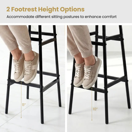 Bar Stools Set of 2 with Sturdy Metal Frame and Footrest-Gray - Black & Gray - Bar Stools
