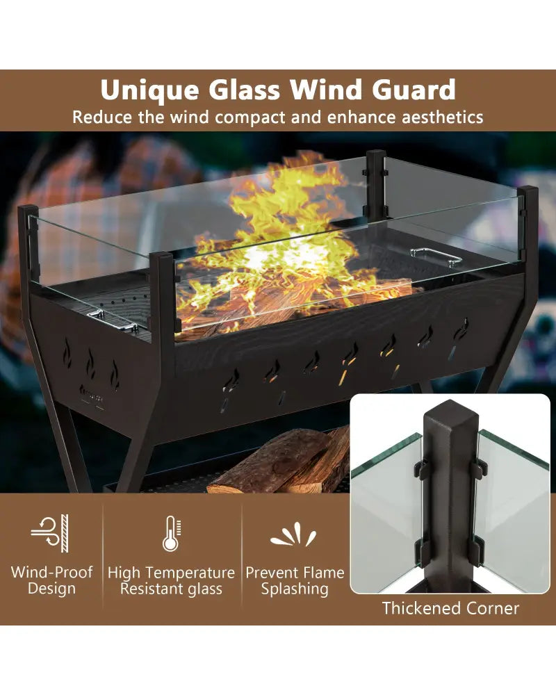 Barbecue Charcoal Grills with Wind Guard Seasoning Racks-Black - Black - Outdoor Grills