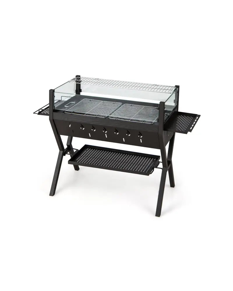 Barbecue Charcoal Grills with Wind Guard Seasoning Racks-Black - Black - Outdoor Grills