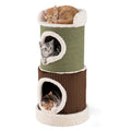 Barrel Cat House with Top Perch & Double Condos and Stable Base Modern-Green - Green - Cat Houses