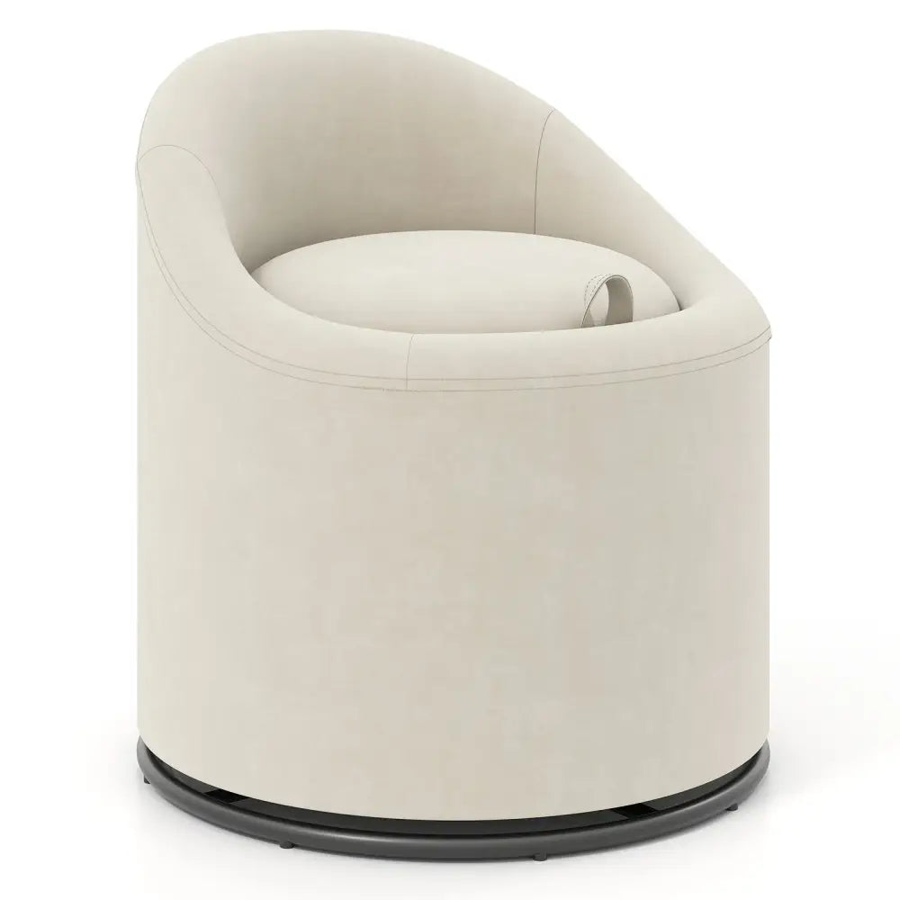 Barrel Chair with Storage 360° Swivel Upholstered Vanity Chair-Beige - Beige - Accent Chairs