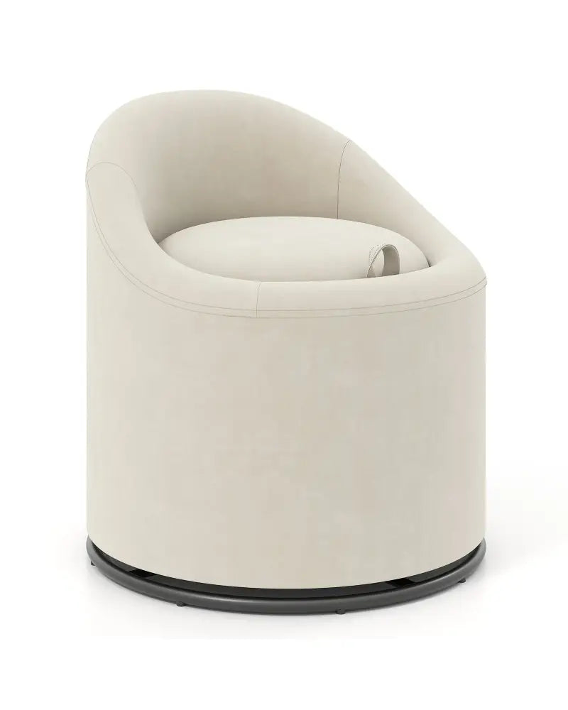 Barrel Chair with Storage 360Â° Swivel Upholstered Vanity Chair-Beige - Beige - Accent Chairs