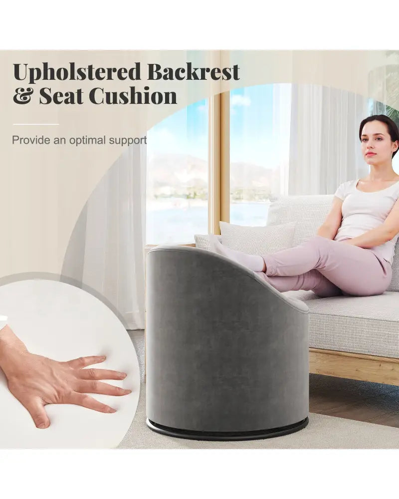 Barrel Chair with Storage 360Â° Swivel Upholstered Vanity Chair-Gray - Gray - Accent Chairs