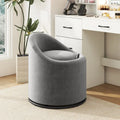 Barrel Chair with Storage 360Â° Swivel Upholstered Vanity Chair-Gray - Gray - Accent Chairs