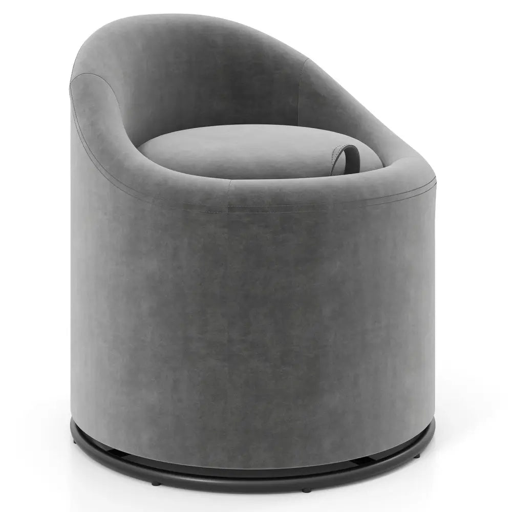 Barrel Chair with Storage 360Â° Swivel Upholstered Vanity Chair-Gray - Gray - Accent Chairs