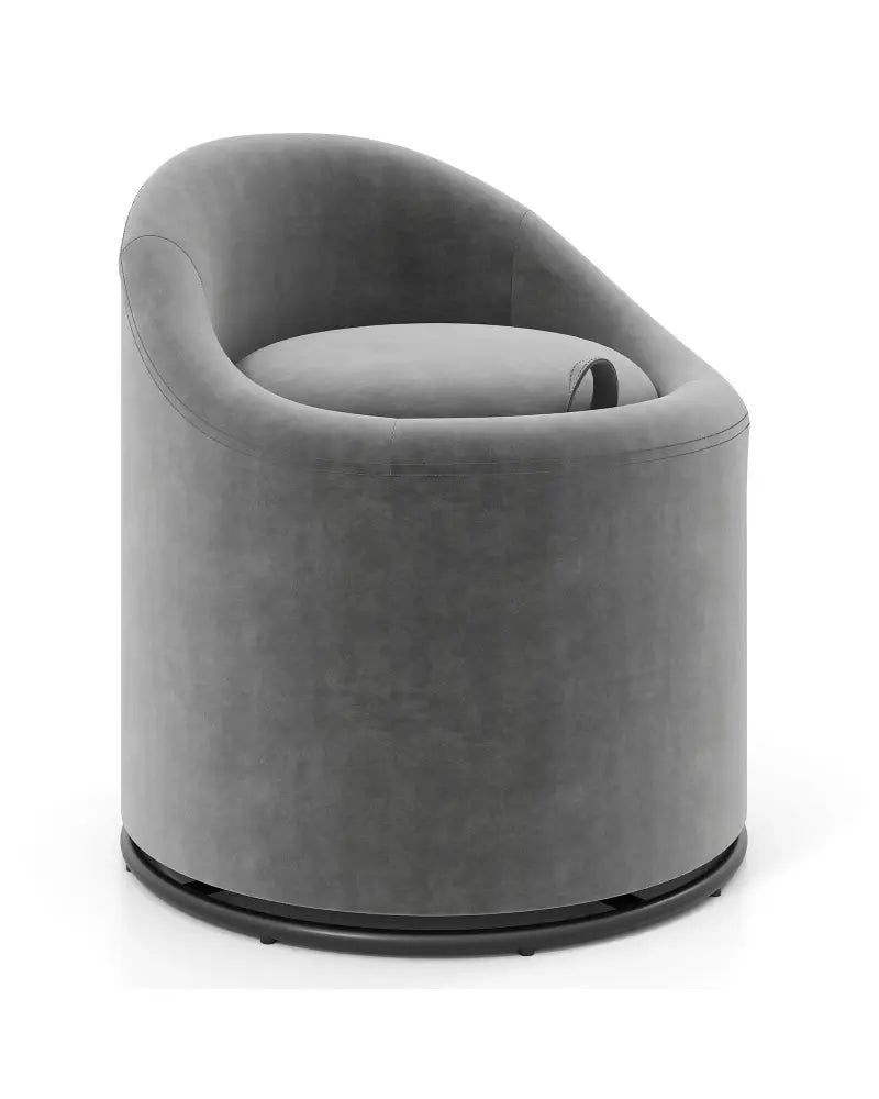 Barrel Chair with Storage 360Â° Swivel Upholstered Vanity Chair-Gray - Gray - Accent Chairs