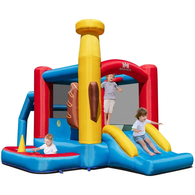 Baseball Themed Inflatable Bounce House with Ball Pit and Ocean Balls with 735W Blower - Multicolor - Bounce House