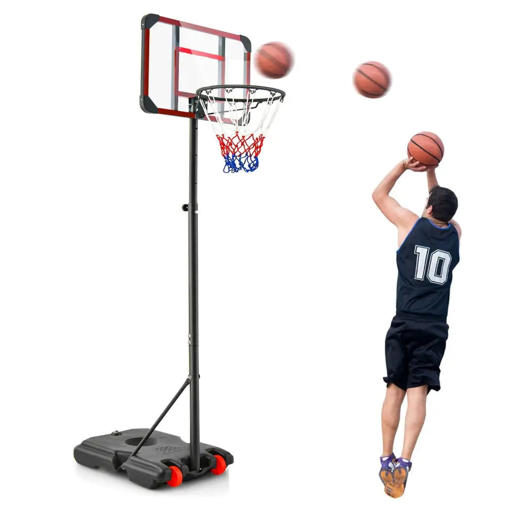 Basketball Hoop Stand 5 Feet-6.8 Feet Height Adjustable - Black - Sport Equipments