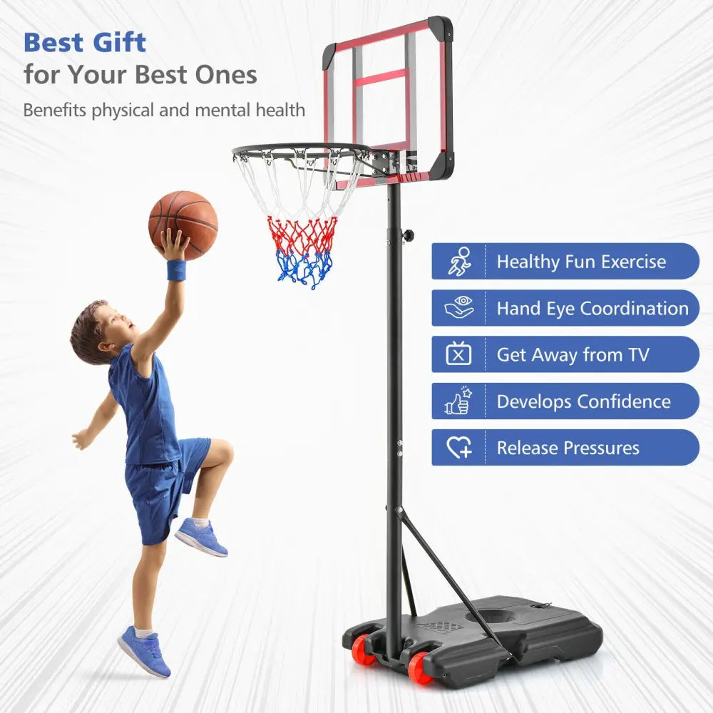 Basketball Hoop Stand 5 Feet-6.8 Feet Height Adjustable - Black - Sport Equipments