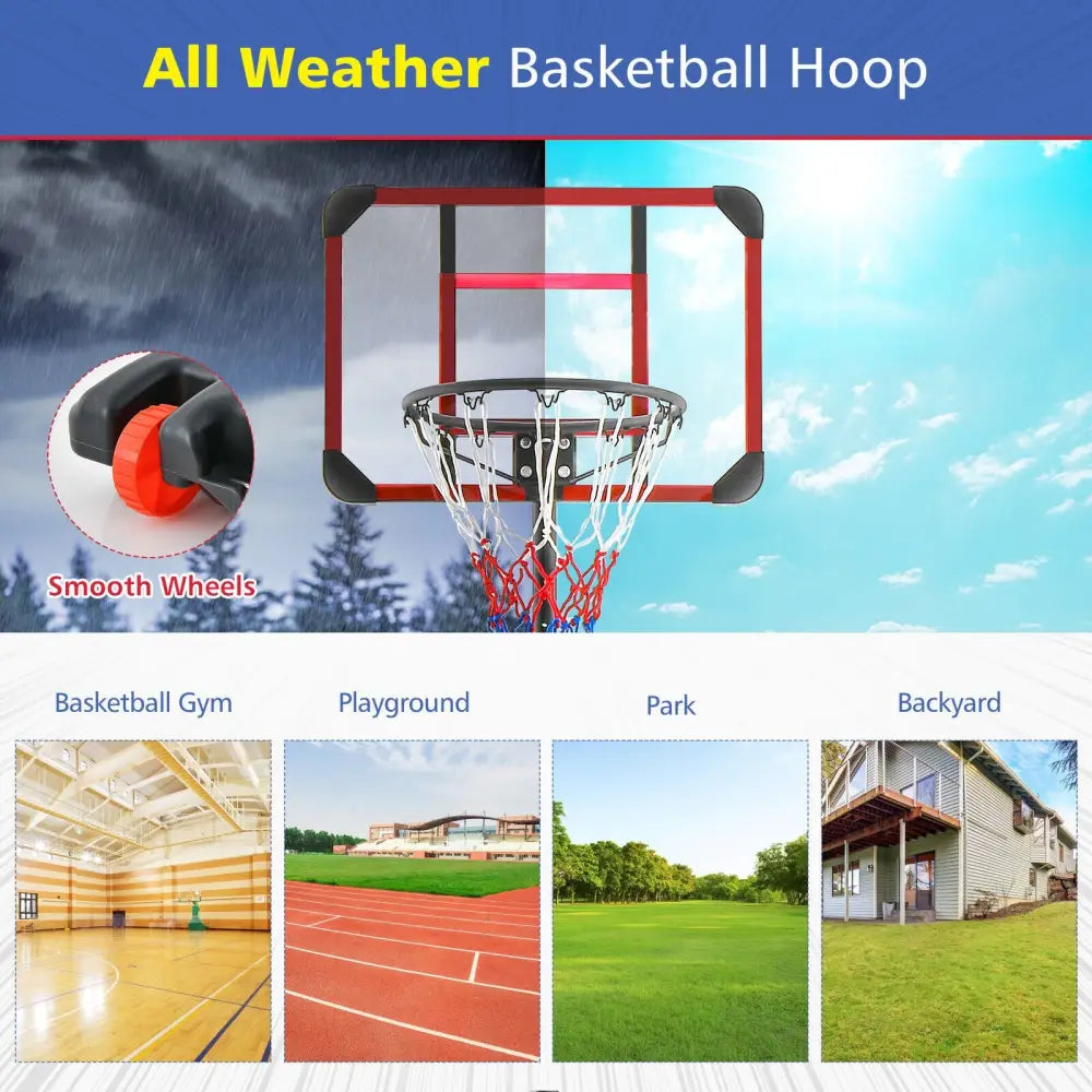 Basketball Hoop Stand 5 Feet-6.8 Feet Height Adjustable - Black - Sport Equipments