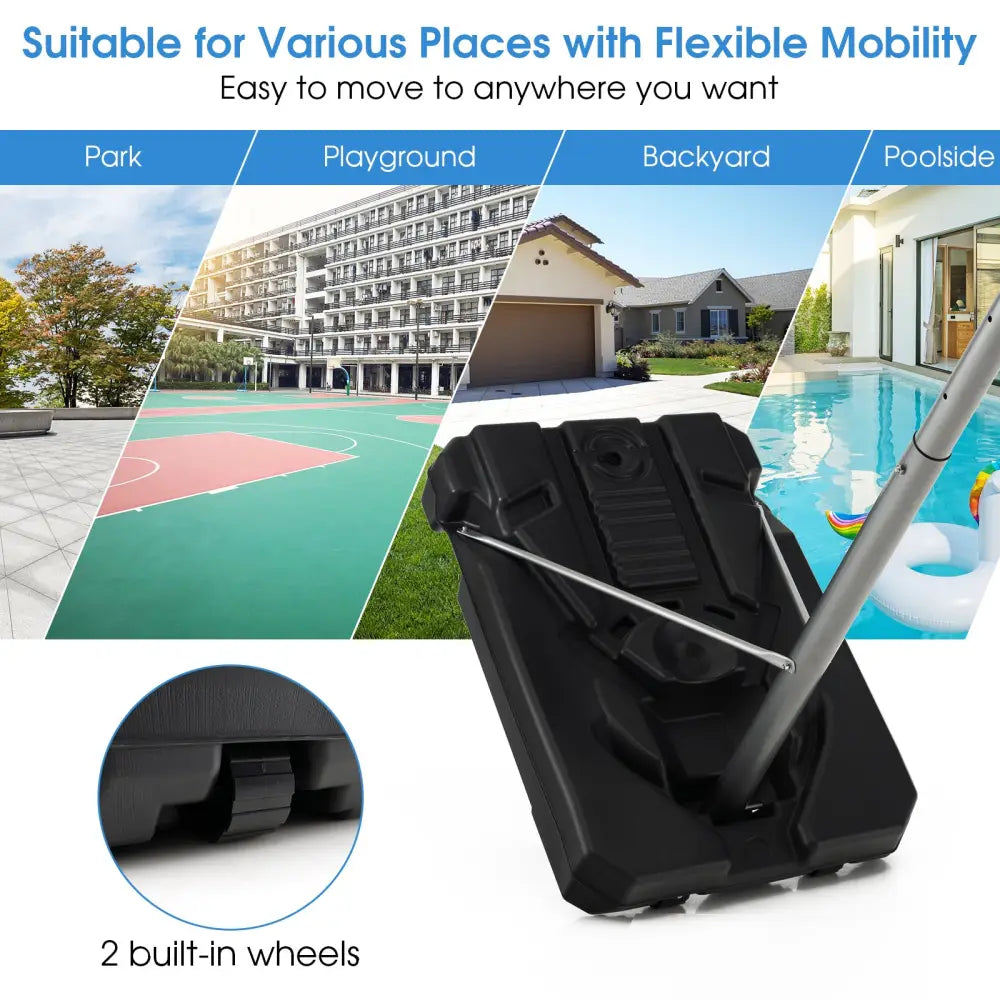 Basketball Hoop with 5.4-6.6FT Adjustable Height and 50 Inch Backboard-Black - Black - Sport Equipments
