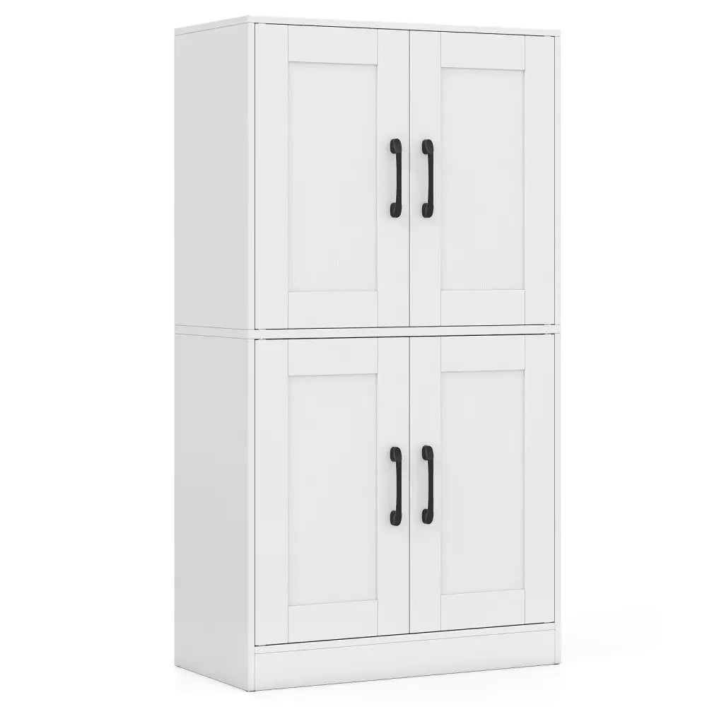 Bathroom Cabinet 43.5 inch Storage Cabinet with Doors and Adjustable Shelves-White - White - Floor Cabinets