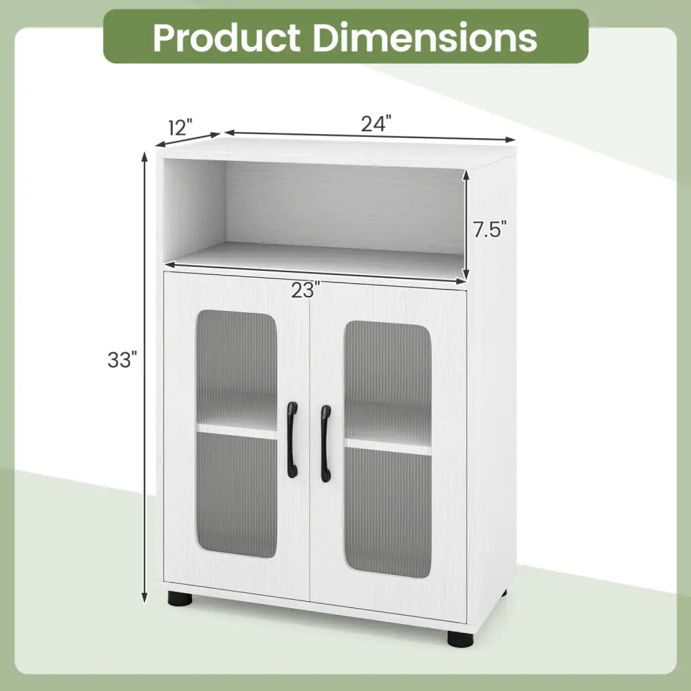 Bathroom Cabinet Freestanding Cabinet with 2 Doors and 3-Level Adjustable Shelf-White - White - Floor Cabinets