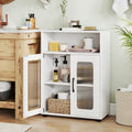 Bathroom Cabinet Freestanding Cabinet with 2 Doors and 3-Level Adjustable Shelf-White - White - Floor Cabinets
