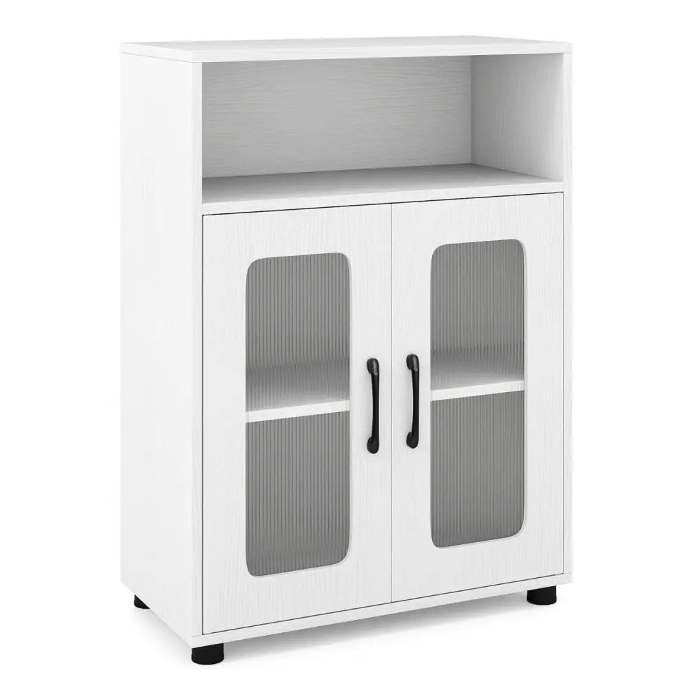 Bathroom Cabinet Freestanding Cabinet with 2 Doors and 3-Level Adjustable Shelf-White - White - Floor Cabinets