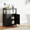 Bathroom Floor Cabinet Freestanding Storage Organizer with Open Compartment-Black - Black - Floor Cabinets