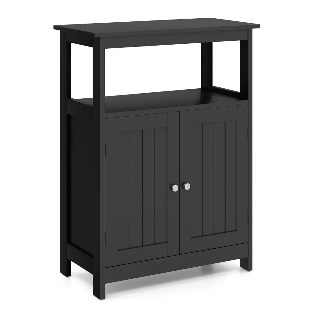 Bathroom Floor Cabinet Freestanding Storage Organizer with Open Compartment-Black - Black - Floor Cabinets