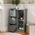 Bathroom Floor Cabinet Side Storage Cabinet with 3 Drawers and 1 Cupboard-Gray - Gray - Floor Cabinets