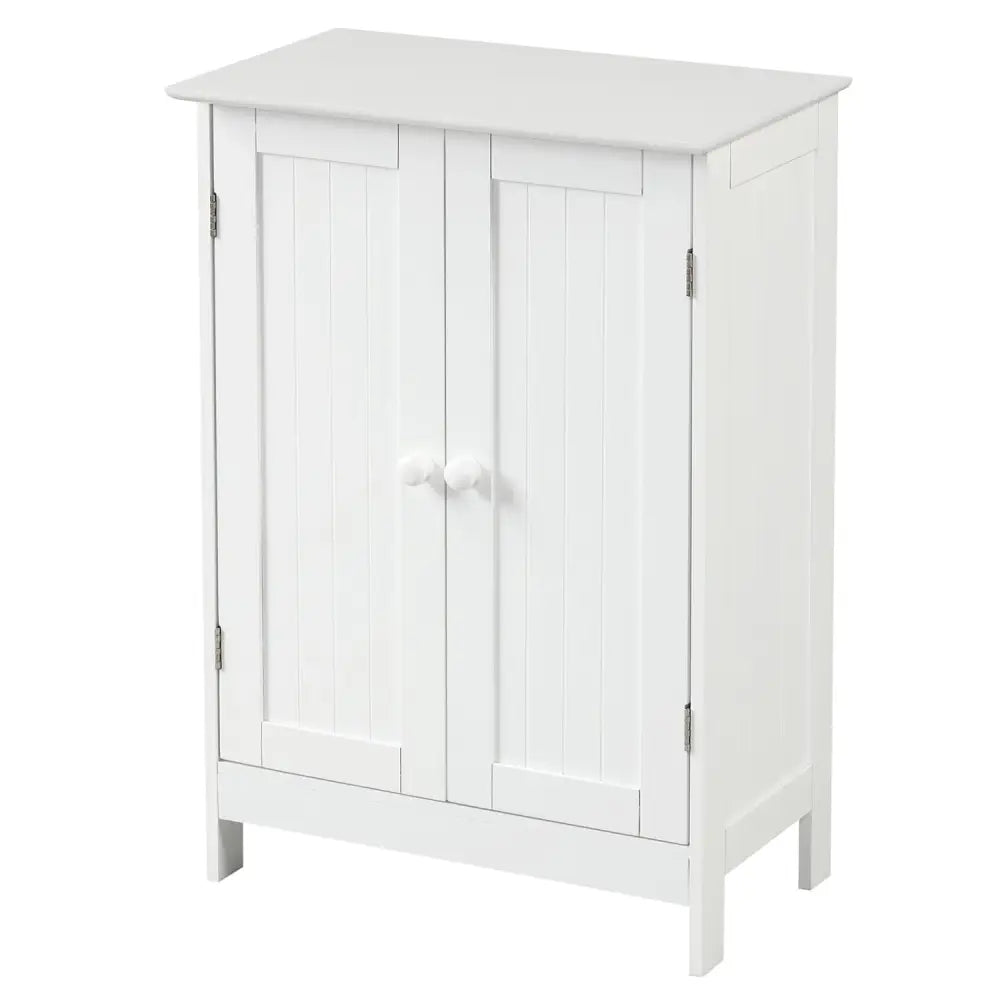 Bathroom Floor Storage Double Door Cupboard Cabinet-White - White - Floor Cabinets