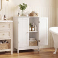 Bathroom Floor Storage Double Door Cupboard Cabinet-White - White - Floor Cabinets