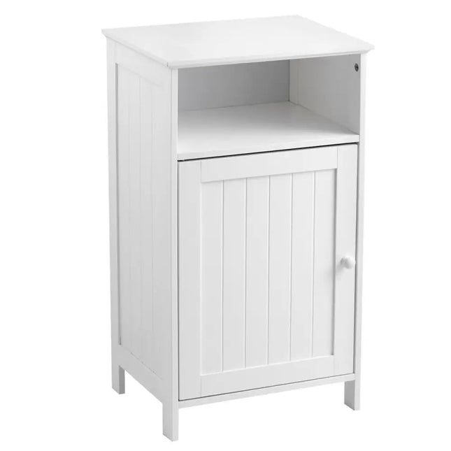 Bathroom Freestanding Adjustable Shelf Floor Storage Cabinet-White - White - Floor Cabinets