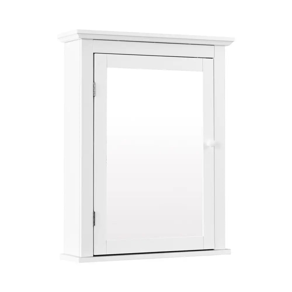 Bathroom Mirror Cabinet Wall Mounted Adjustable Shelf Medicine Storage-White - White - Wall Cabinets