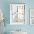 Bathroom Mirror Cabinet Wall Mounted Adjustable Shelf Medicine Storage-White - White - Wall Cabinets