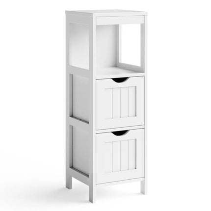 Bathroom Multifunctional Storage Floor Cabinet with 2 Drawers - White - Floor Cabinets