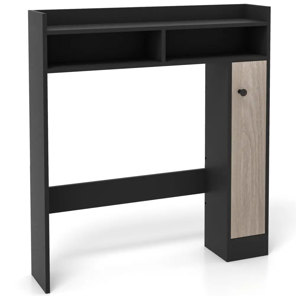 Bathroom Over the Toilet Floor Storage Organizer with Adjustable Shelves-Black - Black - Over the Toilet Storage