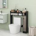 Bathroom Over the Toilet Floor Storage Organizer with Adjustable Shelves-Black - Black - Over the Toilet Storage
