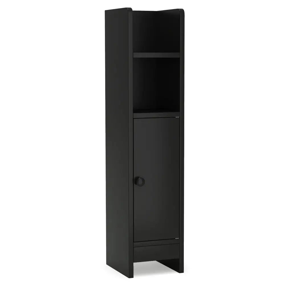 Bathroom Slim Cabinet Corner with Door and Adjustable Shelf-Black - Black - Floor Cabinets