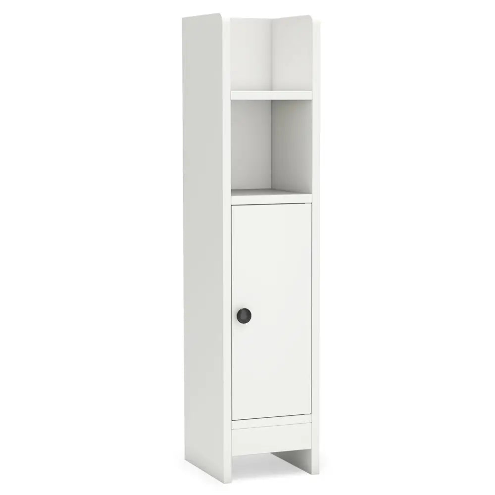 Bathroom Slim Cabinet Corner with Door and Adjustable Shelf-White - White - Floor Cabinets