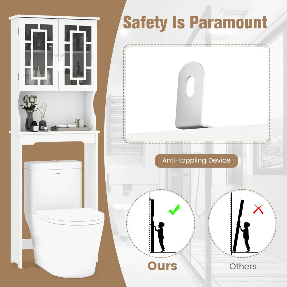Bathroom Spacesaver Over the Toilet Door Storage Cabinet - White - Over the Toilet Storage
