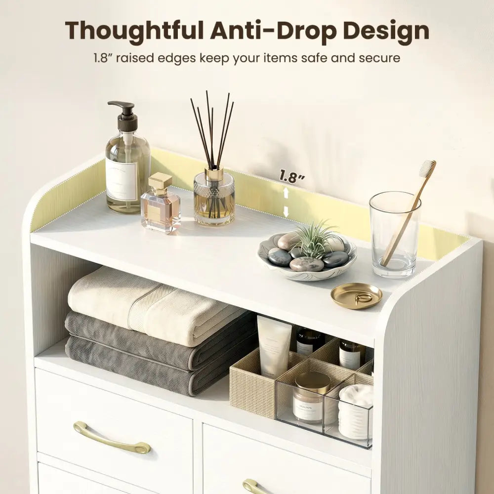 Bathroom Storage Cabinet Freestanding Floor Cabinet with 2 Drawers and 2 Doors-White - White - Floor Cabinets