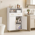 Bathroom Storage Cabinet Freestanding Floor Cabinet with 2 Drawers and 2 Doors-White - White - Floor Cabinets