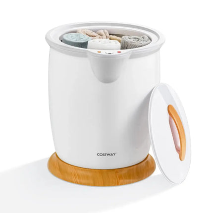 Bathroom Towel Warmer Bucket with Fragrance Holder and Auto Shut-White Costway