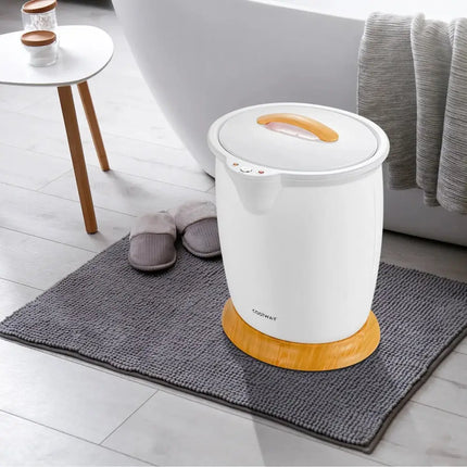 Bathroom Towel Warmer Bucket with Fragrance Holder and Auto Shut-White Costway