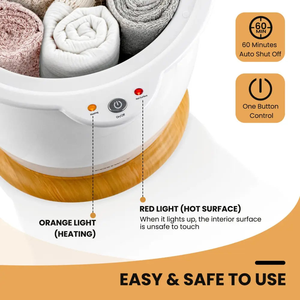 Bathroom Towel Warmer Bucket with Fragrance Holder and Auto Shut-White - White - Dryers