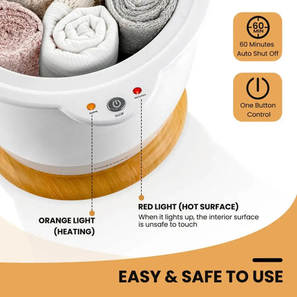 Bathroom Towel Warmer Bucket with Fragrance Holder and Auto Shut-White Costway