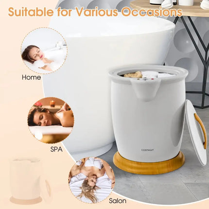 Bathroom Towel Warmer Bucket with Fragrance Holder and Auto Shut-Gray Costway